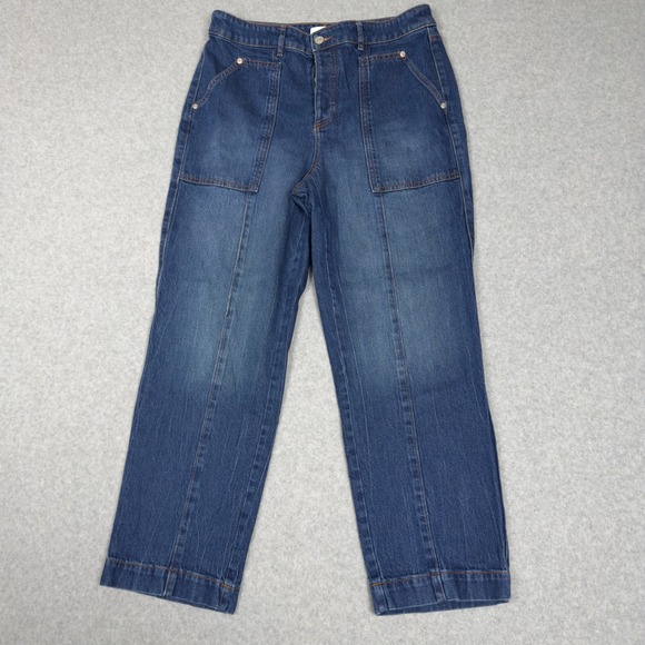 LOFT Denim - LOFT The Straight Jeans Mid Wash High Rise Button Fly Denim Women's Size 10
